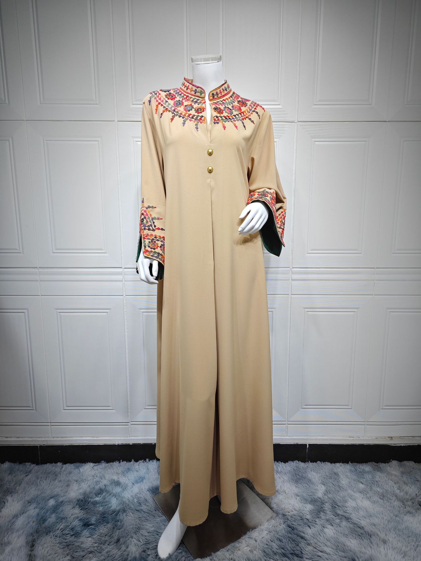 Vestido de Dubái para mujer Abaya Eid bordado vestido largo caftán musulmán Jalabiya Ramadán Marruecos Kaftan Vestidos Largos 2025: L / Negro