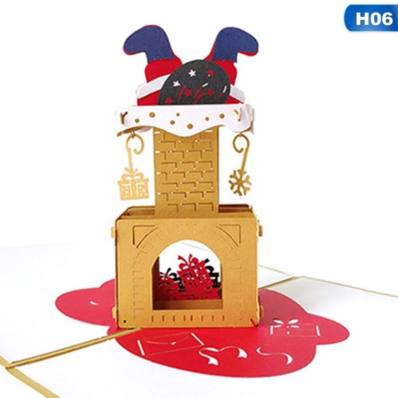 Kerst Herten Boom 3D Pop Up Kaarten Postkaart Met Envelop Xmas Uitnodiging Wenskaart Voor Kerst Feestartikelen: 6