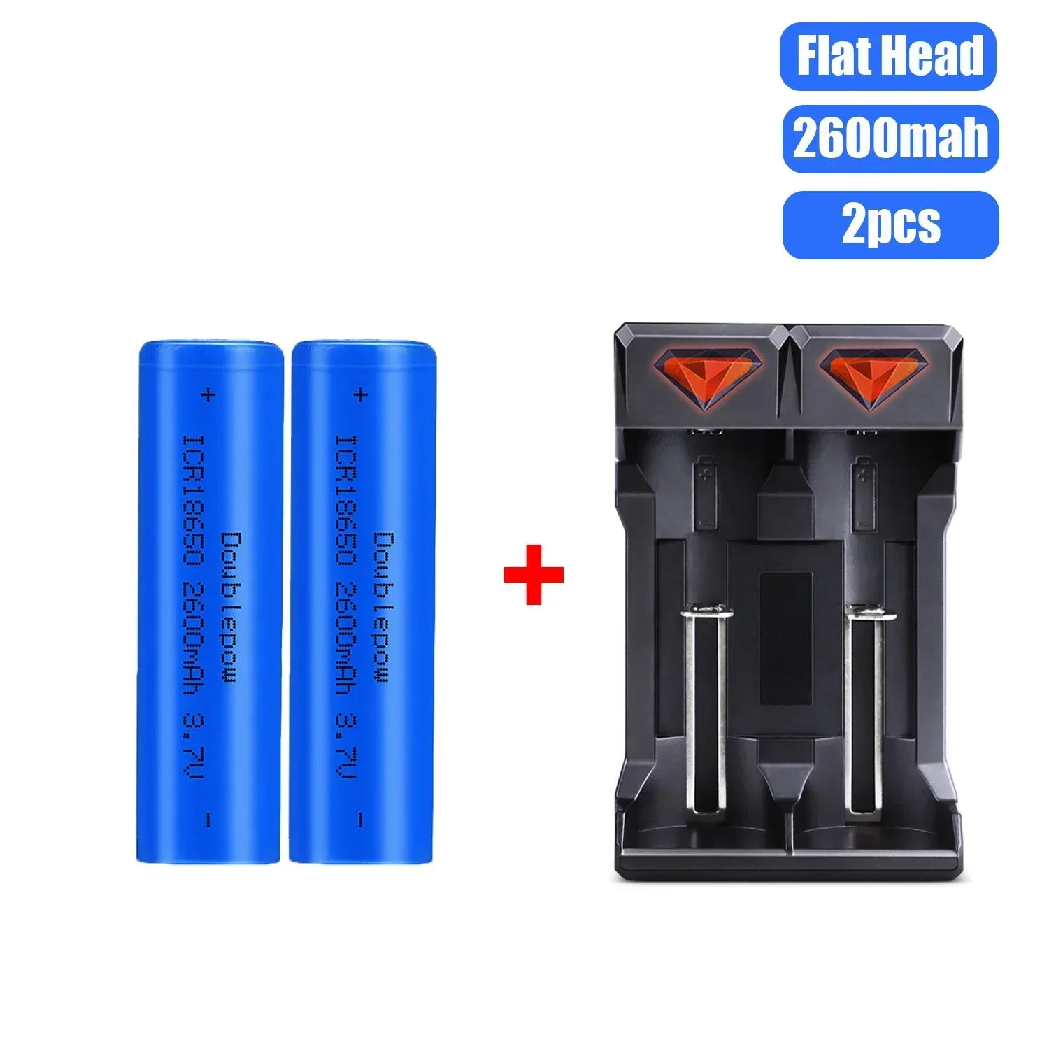 2600mah 18650 Li-ion Batteries With Charger 3.7V Rechargeable Battery For Electric Pointer Doorbell Flashlight Lithium Battery: GRAY