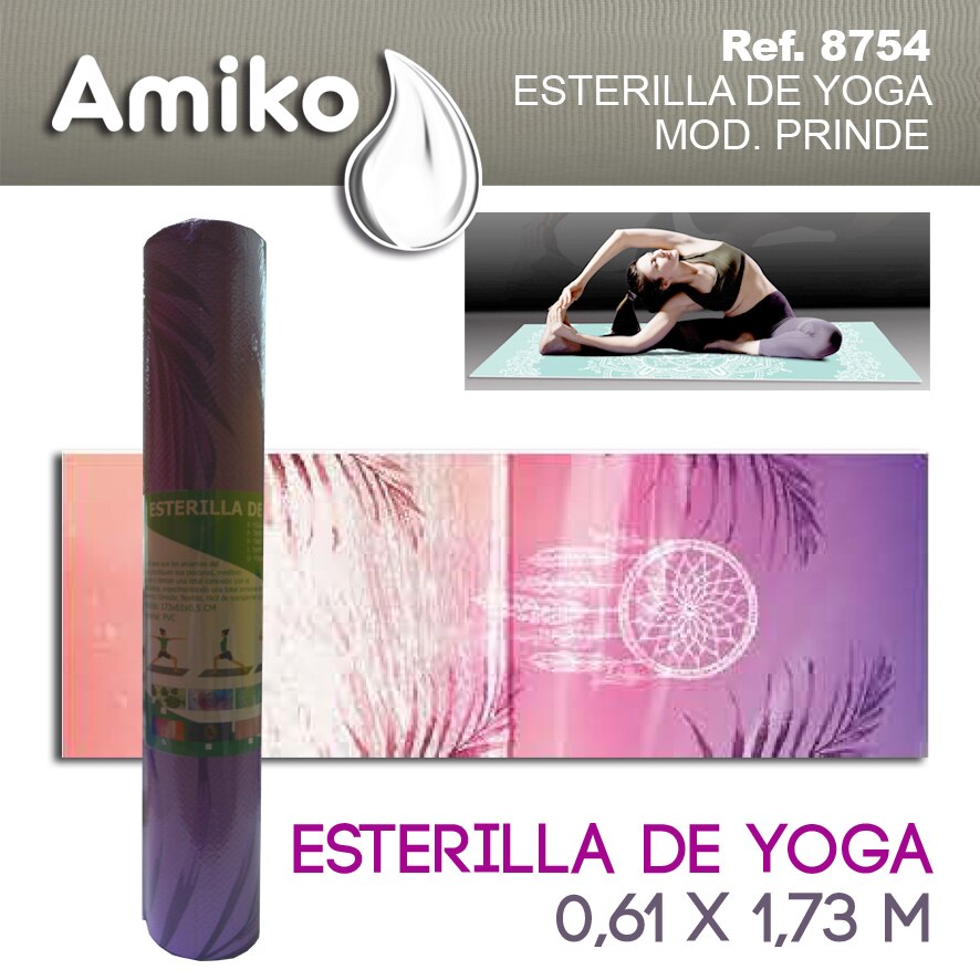 ESTERILLA ANTIDESLIZANTE PARA YOGA AMIKO. COLCHONETA PARA YOGA, FITNESS, TRANSPORTABLE Elástico alfombra NUEVOS MODELOS