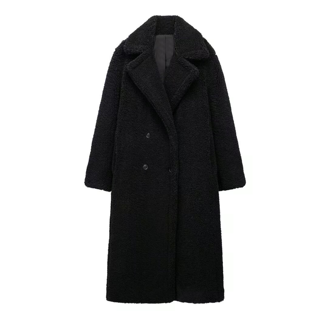 Abrigos abrigo largo mujer cuello vuelto cálido trabajo grueso cálido Y2k ropa de calle chaquetas elegantes abierto Stith Otoño Invierno 2025: M / Beige