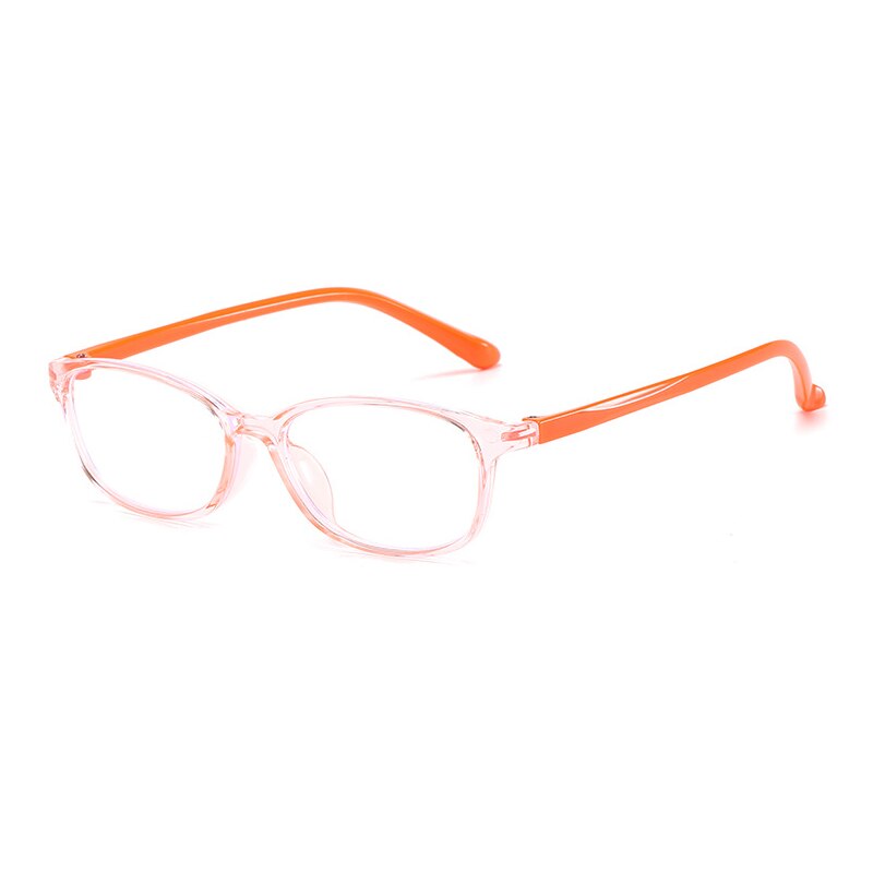 Yameize firkantet ramme anti blåt lys briller børn strålingsbeskyttelse optiske briller drenge piger computer gennemsigtige gafas: Orange ramme