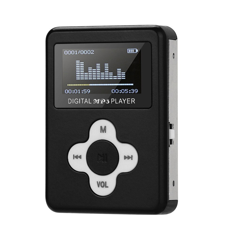 Mini MP3 Player LCD Screen Support Micro SD TF Card Children Lover Decoder PC Insert USB Charging MP3 Player QIY06 D23: Black