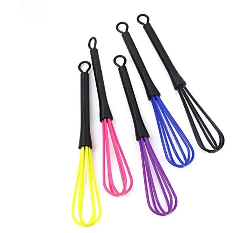 Mini fouet manuel en plastique pour centre commercial, batteur à œufs, agitateur, mélangeur de cuisson, outil de cuisine, fouet à double tête avec petite cuillère, 1 pièce