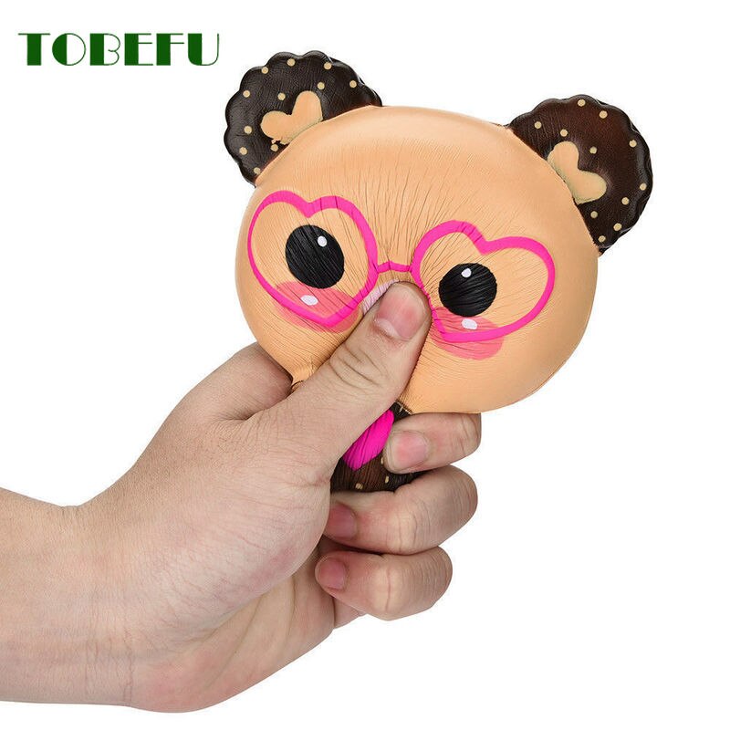 Tobefu stressreliever duftende squishy søte briller bjørn squishies sjarm super sakte stigende klemme leker