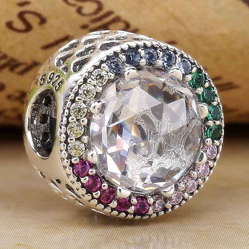 925 argento Colorato di Cristallo DELLA CZ Branelli di Fascino Del Pendente Per La Misura Originale Pendenti E Ciondoli Braccialetti Sterlina Originale Braccialetto Monili Che Fanno FAI DA TE