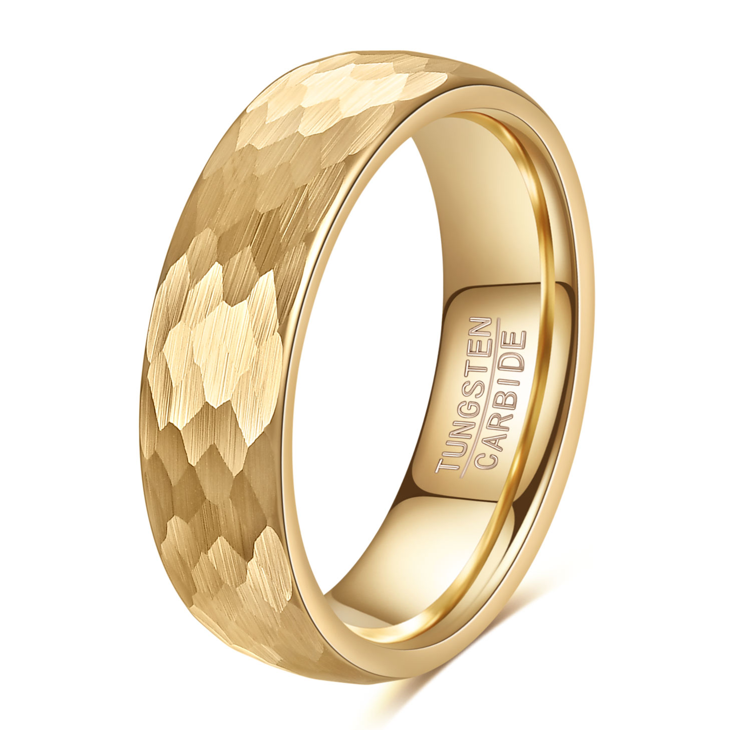 Anillos de carburo de tungsteno martillados en oro/negro/plata de 6 mm para hombres y mujeres