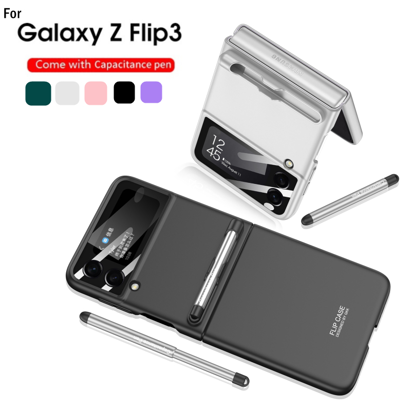 Coque avec fente pour stylo, Protection complète en verre, pour Samsung Galaxy Z, Flip 3, Flip3, 5G, 2022