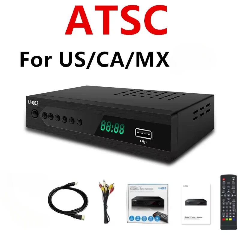 US/CA/MX Digital TV Converter ATSC HD TV Live with Recording&Playback Media Player Set-top Box Free Digital Channels TV Tuner