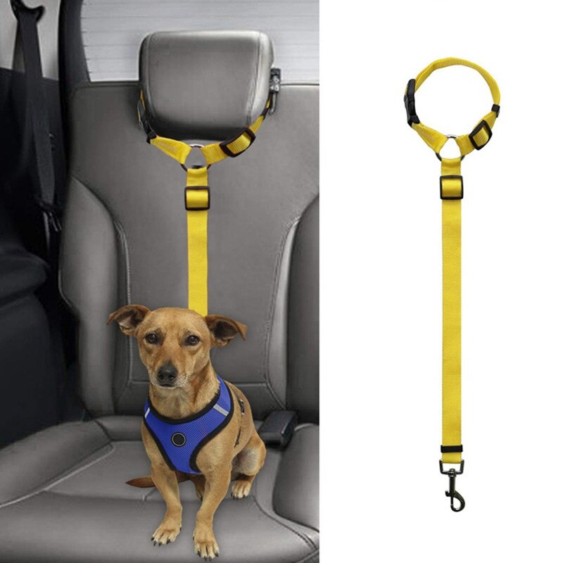 Verstelbare Autogordel Hond Nylon Leash Universele Kat Seat Riem Hond Keten Leiband Reizen Huisdier Accessoires Benodigdheden: yellow