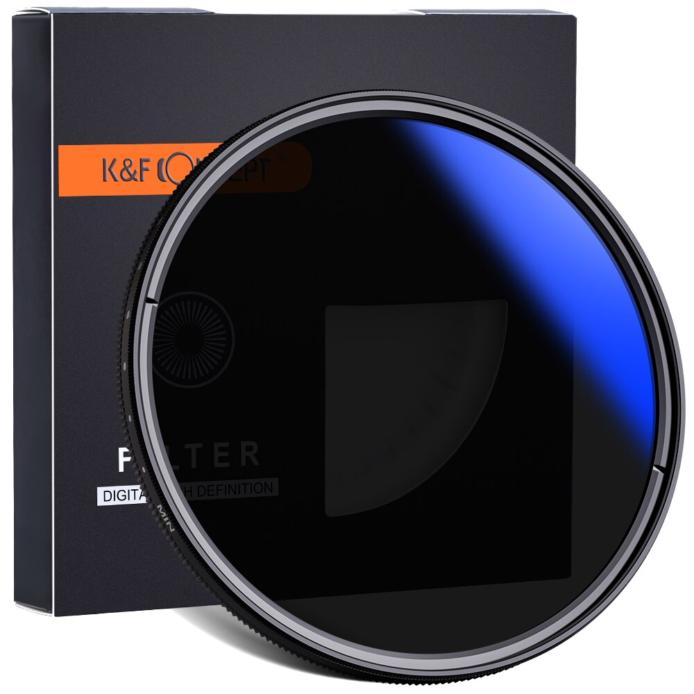 Novo conceito de k & f 49mm 52mm 58mm 62mm 67mm 82mm 77mm fino filtro variável nd2 ajustável nd400 nd400 da lente do nd de fader à densidade neutra