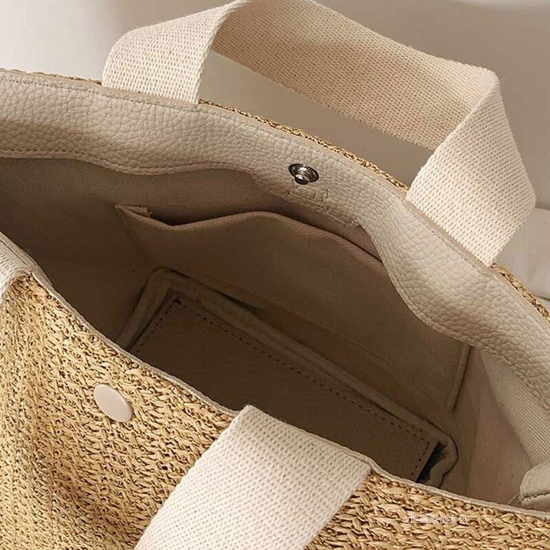 Bolsos de paja de para mujer, bolso de mimbre hecho a mano, de playa, bohemio, bolso Bali para el almuerzo,