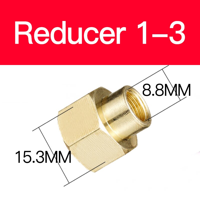 Adaptador de cobre de 1/8 ", 3/8", 1/2 ", 3/4", macho y hembra, Conector de conector de tuberías de latón reductor, adaptador de Gas y aire, presión de agua y combustible: Reducer 1-3