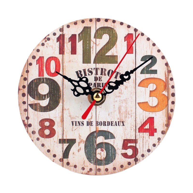 Round Wall Clock Farmhouse Large Wall Clock with Big Numerals Wooden Wall Clock Battery Wall Clock Hanging for Home