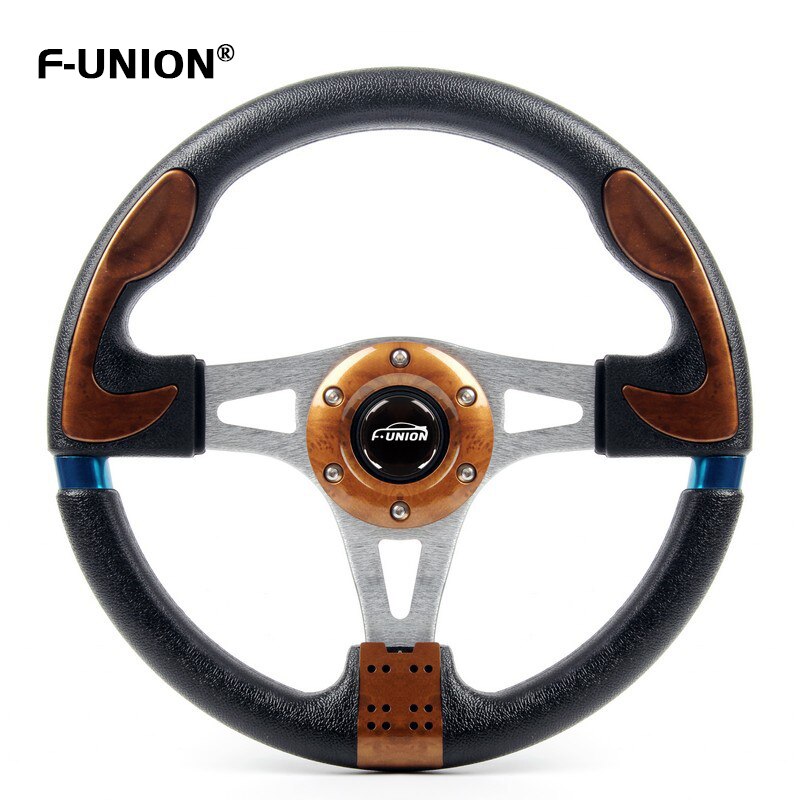 Car Accessories Sports Steering Wheel Quick Release Modified Steering Wheel 13 Inch 330mm Aluminum Moving Rudder: Walnut