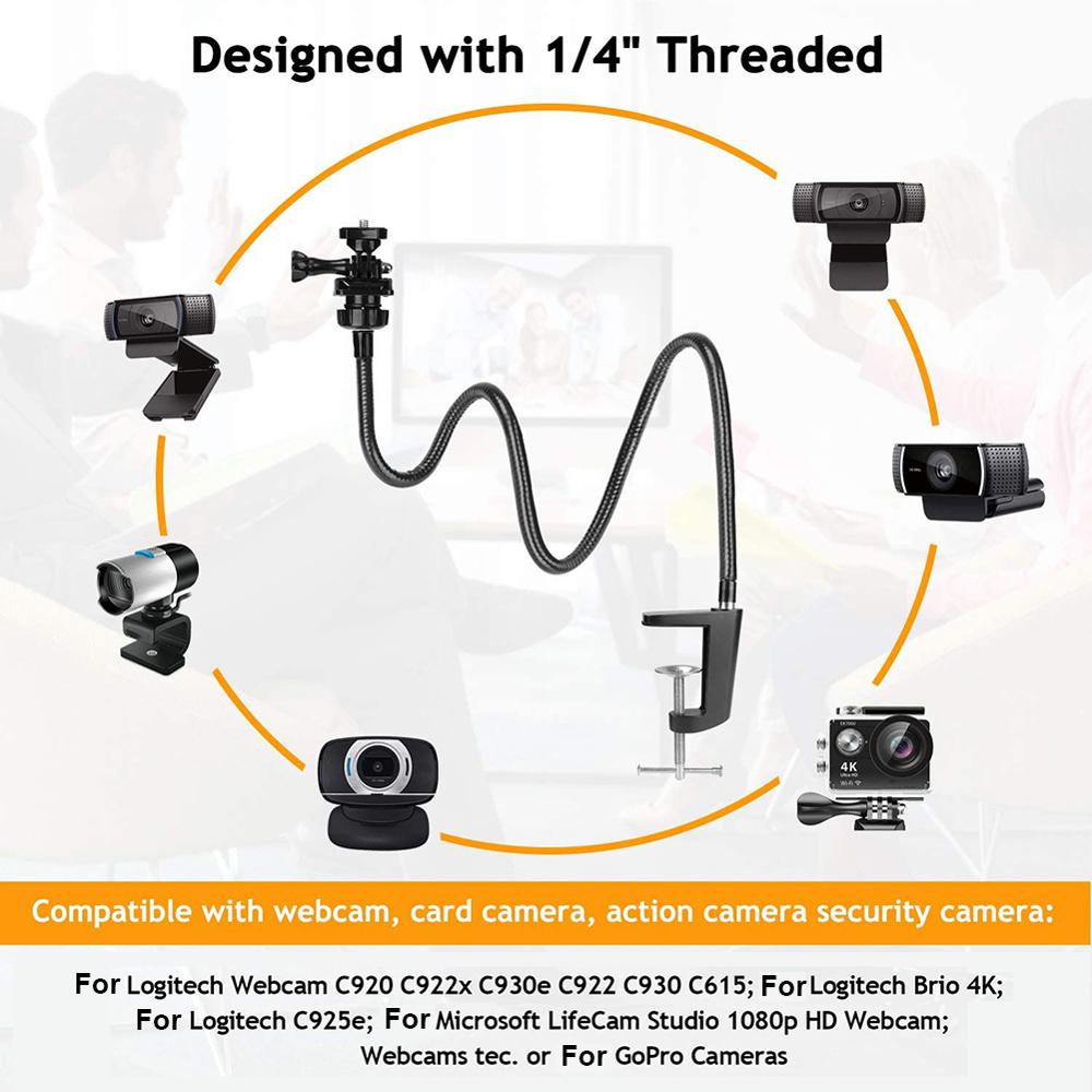 Flexible Adjustable Desktop Clamp Suspension Boom Mount Stand Holder For Logitech Webcam C922 C930e C930 C920 C615