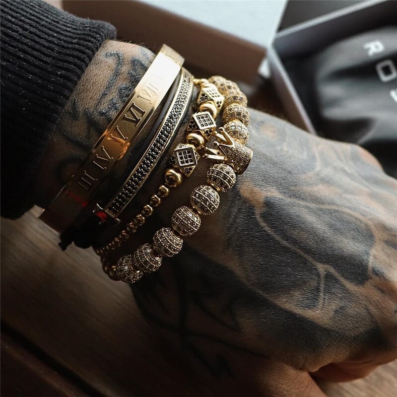 4pcs/set Luxurious Crown Cube Charm Bracelet For M... – Grandado