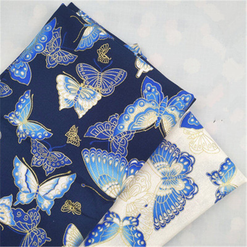 Bomuld bronzing og vind stof japansk kimono håndlavet klud sommerfugl print tøj knus pudebetræk gardin duge stof