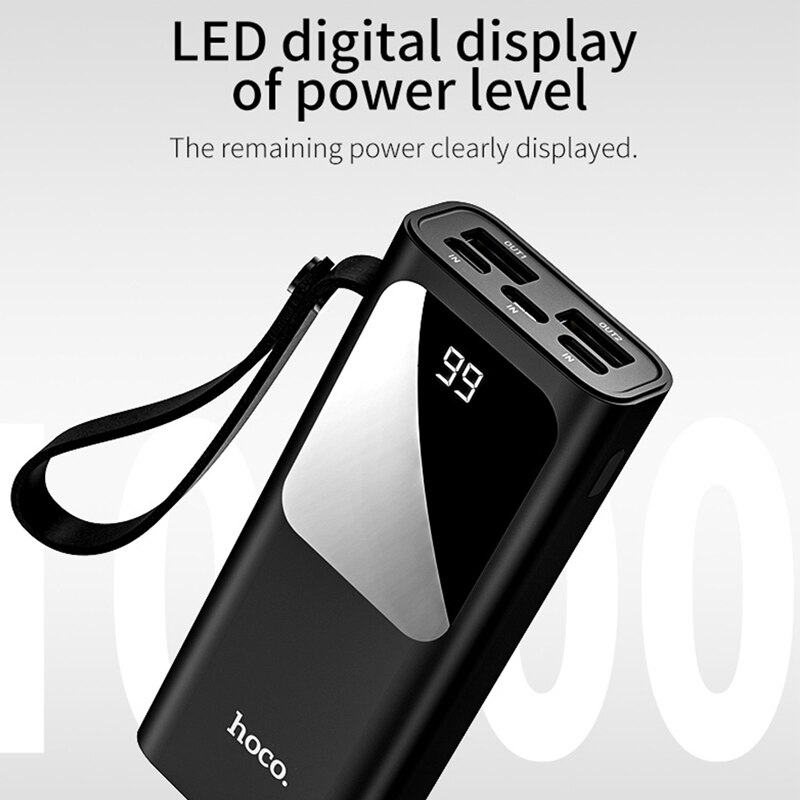 Hoco 10000Mah Mini Dual Usb Power Bank Voor Xiaomi Mi 10 11 Snel Opladen Met Lanyard Draagbare Externe Batterij voor Iphone 12