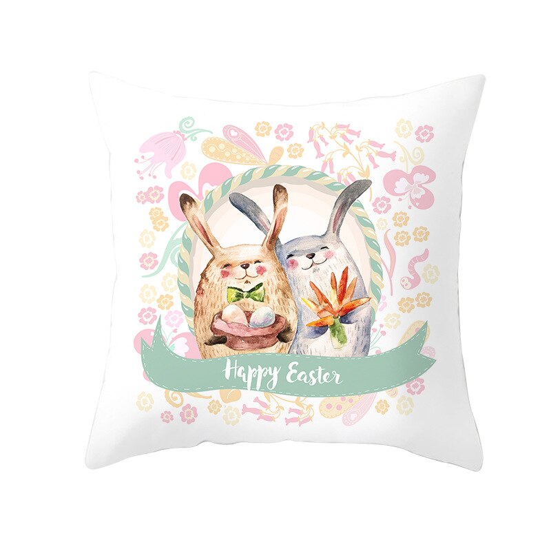 Kids Kussen Print Pasen Leuke Konijn Print Kussen 45*45Cm Case Polyester Sofa Auto Kussen Cover Home Decor funda Rechthoekige: 4