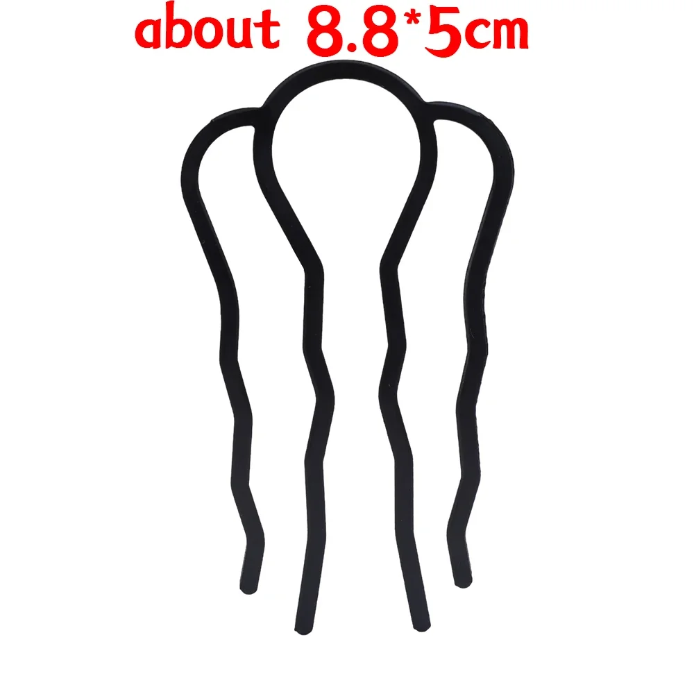 Peines para moño con lazo negro, horquilla para mujeres y niñas, horquilla trenzada en forma de U, Clips para el pelo, adornos para la cabeza, 1/3 Uds.: YELLOW