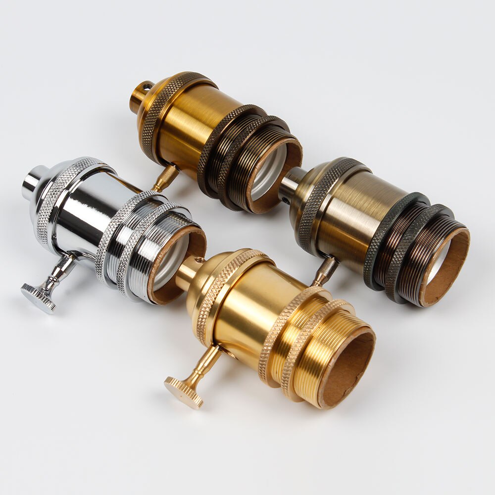 Lampesokkel  e27 industriell lampeholder skrue pæresokkel aluminium retro pendel armaturer luster lampeholdere armatur årgang diy