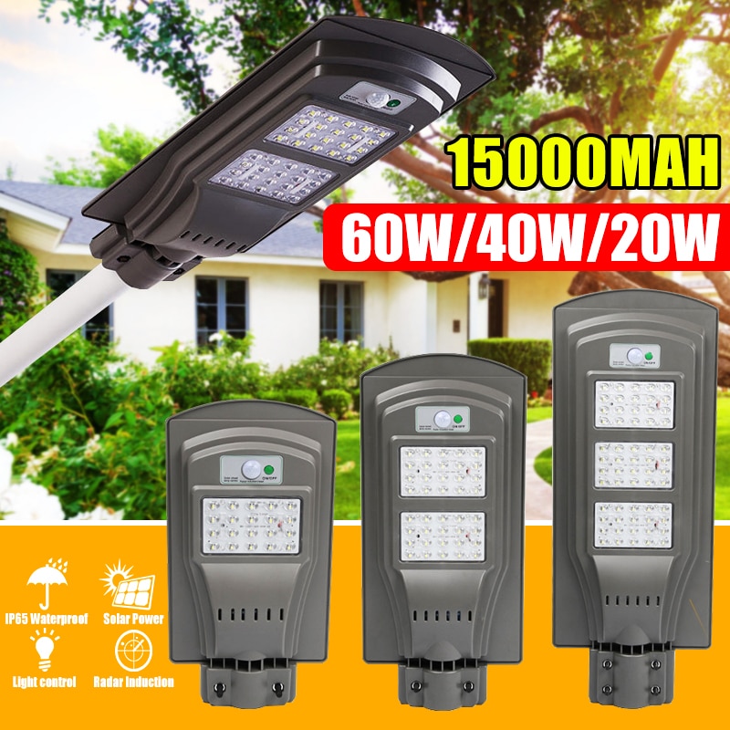 20 W/40 W/60 W Duurzaam IP65 Waterdichte Led Solar Sensor Road Schijnwerper Motion Sensor Wandlamp outdoor Garden Street Pathway Lamp