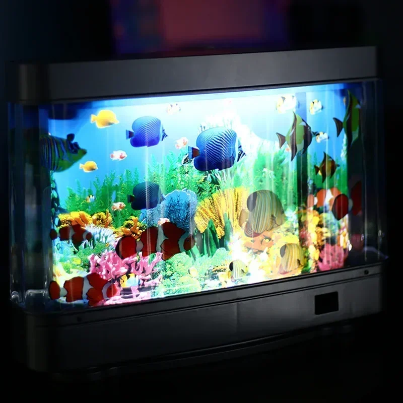 Lámparas artificiales para pecera Tropical, luz nocturna decorativa para acuario, océano Virtual, lámpara de mesa LED dinámica, decoración de habitación bonita,