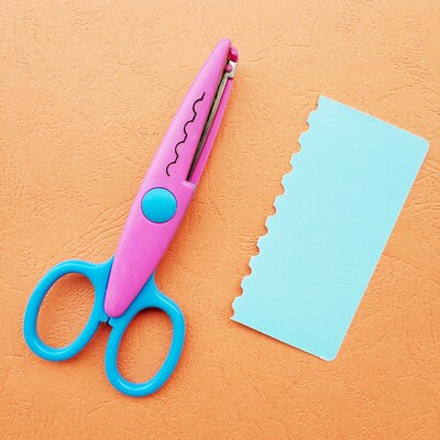 JTSIP Kids Safety Lace Scissors Stainless Steel Plastic Scissors School Paper Cutter Tool Six Patterns Set Children DIY Scissors: A 1PCS