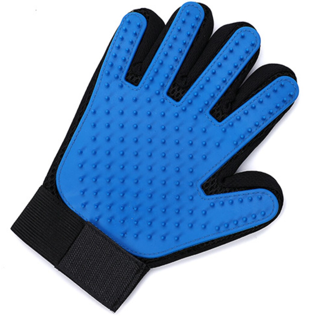 Gants d'épilation pour animaux de compagnie, gants en plastique de nettoyage de massage de chat: blue