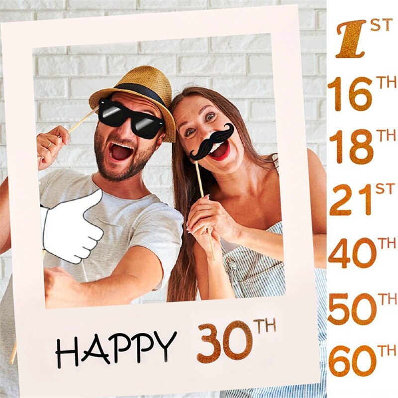 1PC Happy 30th 40th 60th Photo Booth Frame Baby shower Photobooth Props Kids 1st Birthday Party Decoration Photo Booth decor