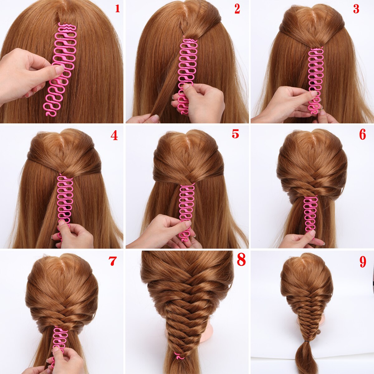9 arten Dame Französisch Haar Flechten Fisch Bindung Weben Geflecht Rolle mit Haar Twist Styling Brötchen Hersteller DIY Haar Band Werkzeuge