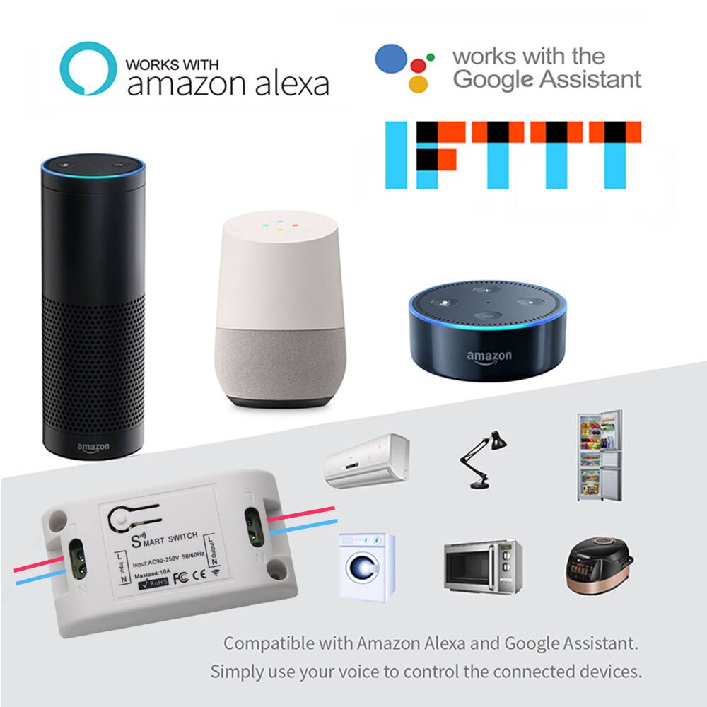 Wifi Schakelaar Diy Afstandsbediening Voor Alexa Google Smart Home Automation Switch 220V 10A Relais Module Alle Compatibele