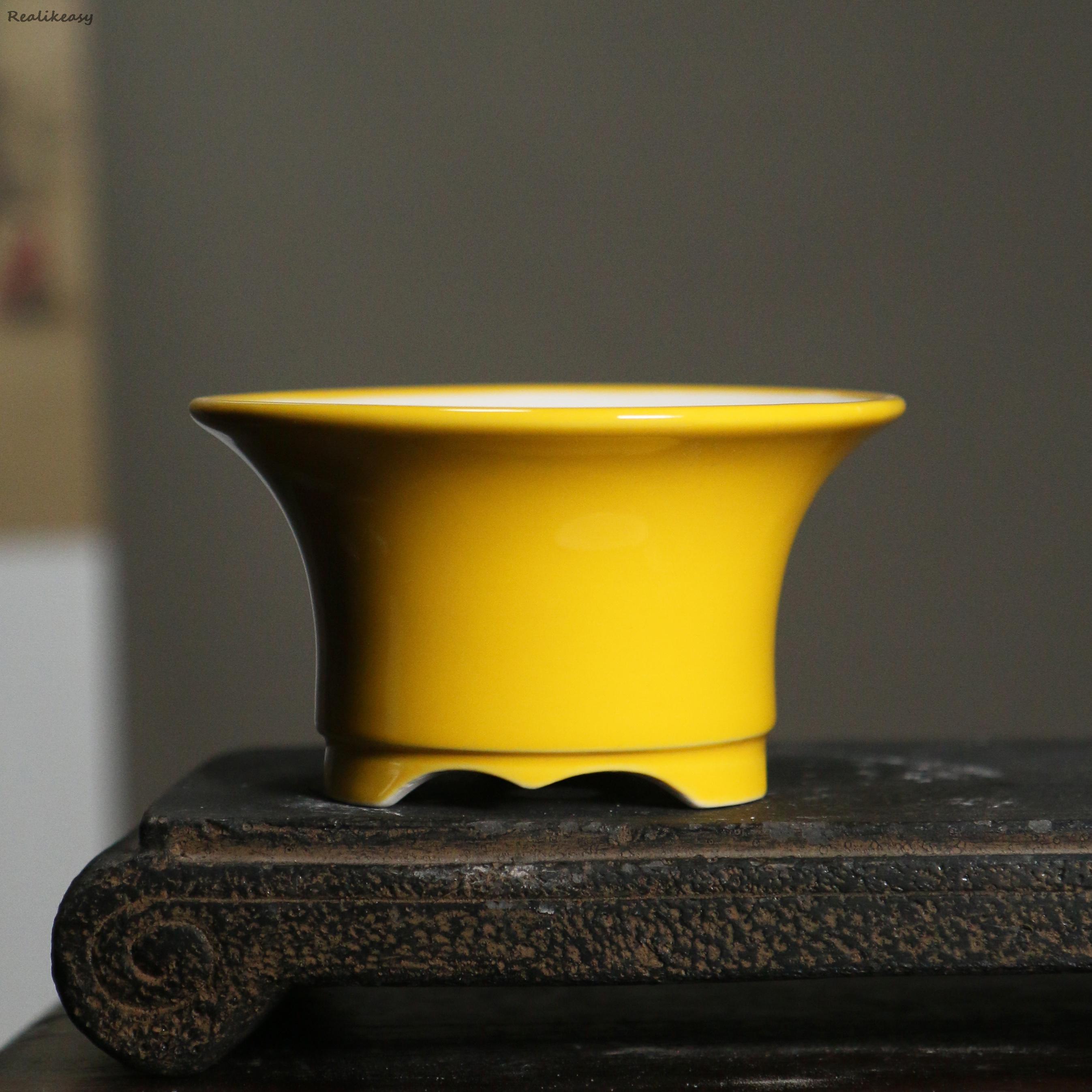 Creatieve Paars Zand Bloempot Keramische Bonsai Pot Succulent Bloempot Chinese Stijl Huis Bloempot Desktop Decoratie LC491