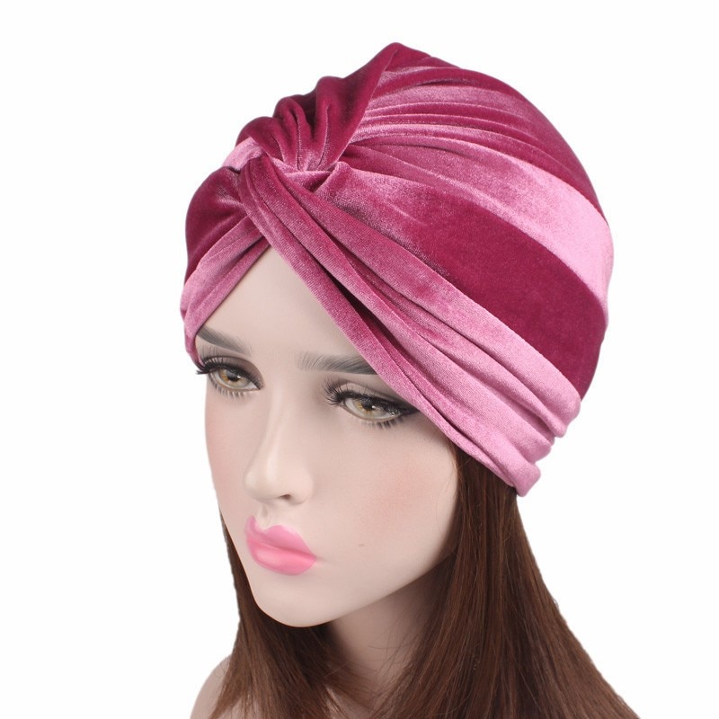 Gorros de terciopelo cálido para mujer, turbante Hijab musulmán para mujer, turbante africano de India, pañuelo para la cabeza, gorros