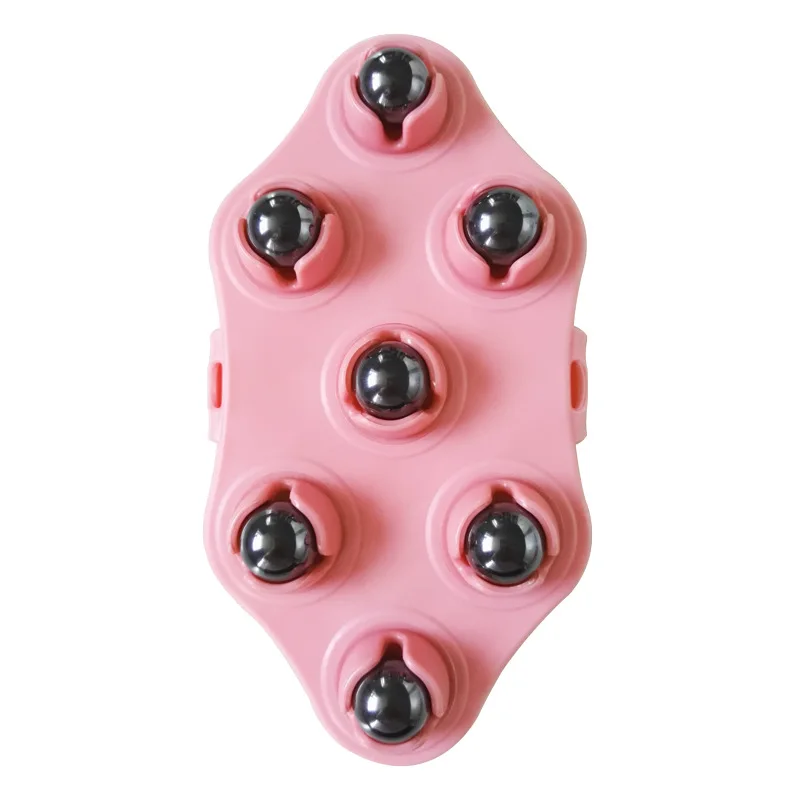 Roller ball kropsmassage handske anti-cellulite muskel smertelindring relax massager til nakke ryg skulder balder ansigtsløft værktøj: Rosenrød