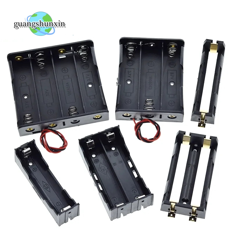 Caja de soporte de batería AA/18650 de tamaño estándar de plástico negro con cable de plomo 3,7 V/1,5 V Clip
