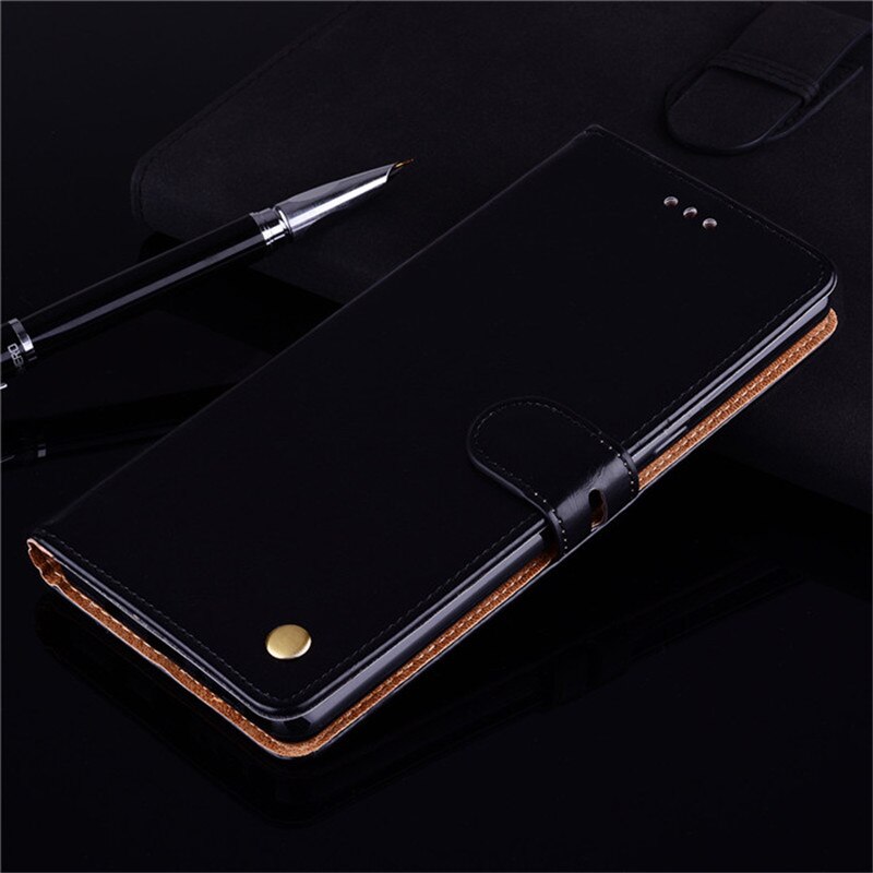 Dla Vivo Y53s przypadku luksusowe odwróć skórzany telefon książka obudowa silikonowa pokrywa na Vivo Y53 S Y 53 s V2111A чехолна portfel Coque Funda torba: Oil Black