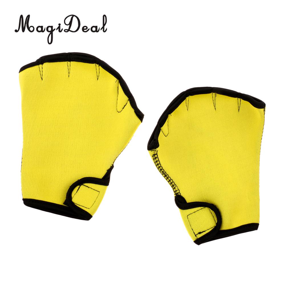 1 par de guantes de entrenamiento MagiDeal, aletas resistentes al agua, guantes de mano, guantes de entrenamiento sin dedos, aletas de red, guantes de fuerza de natación