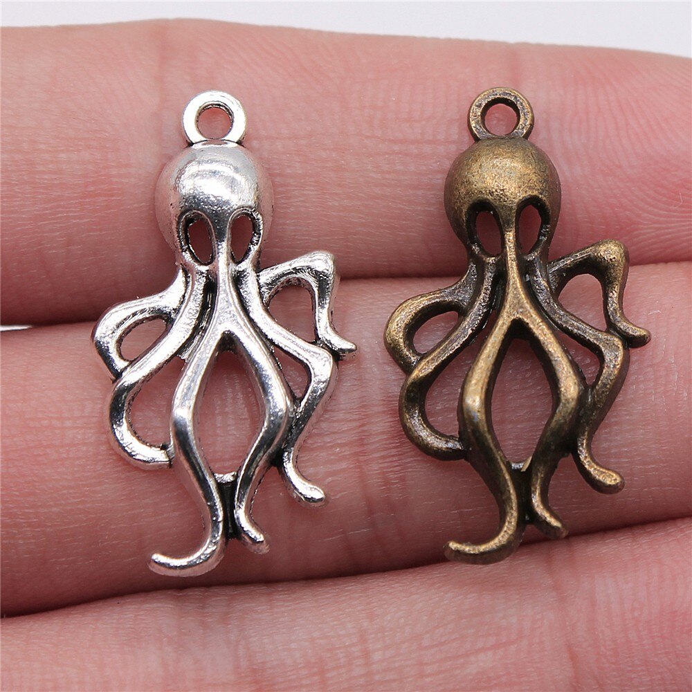 Wysiwyg 10 Stuks 32X17Mm Hanger Octopus Octopus Charm Hangers Voor Sieraden Maken 2 Kleuren Inktvis Hangers