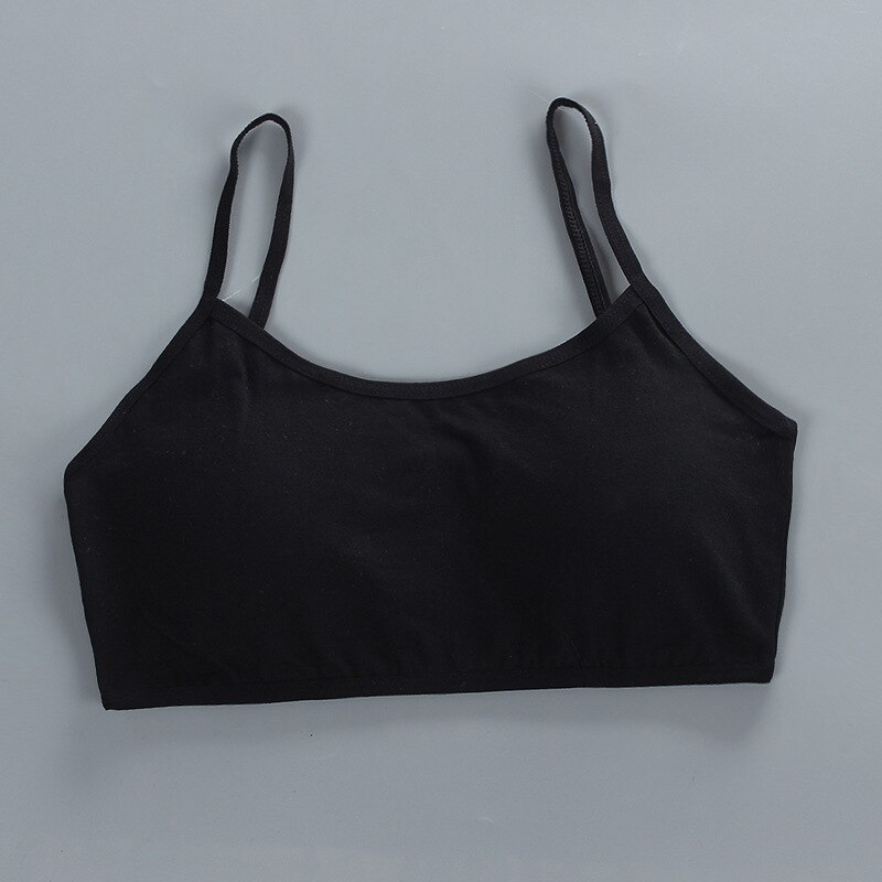 Cotton Kids Bra Wireless Training Bras Puberty Girls Underwear Girl Sport Bras Teenage Full Cup Seamless Underwear 8-15Y: Black