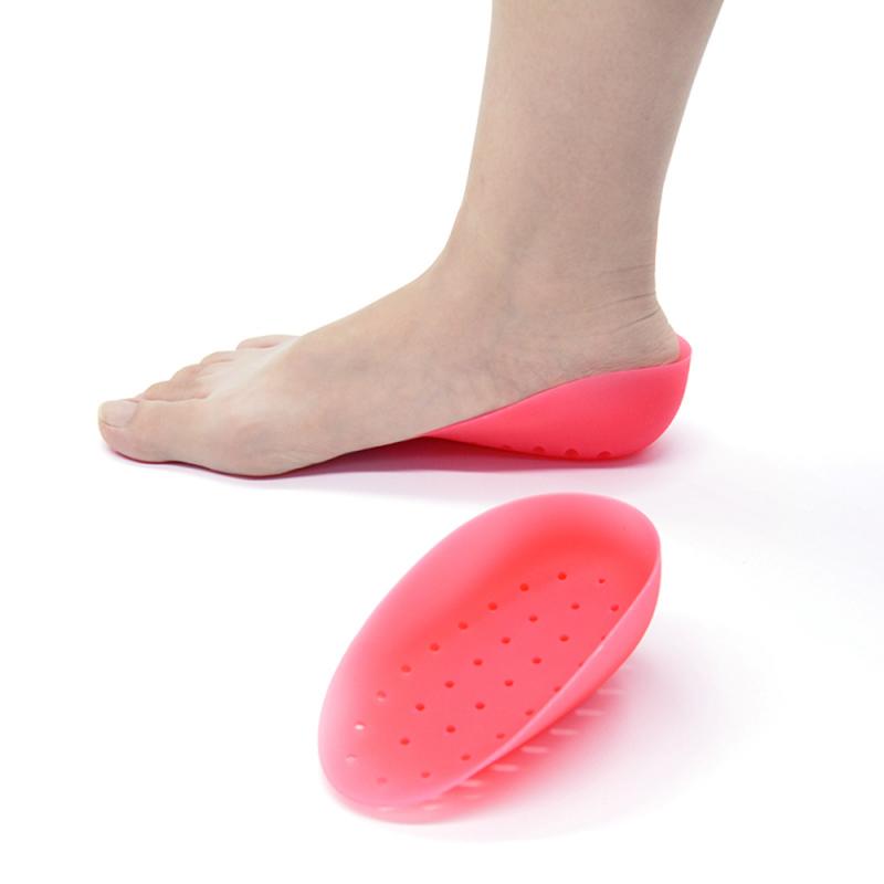 Semelles intérieures de chaussures en Silicone, 1 paire, rehausseur, chaussures de sport, courbées, coussin, unisexe, 2-4cm: Rouge
