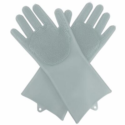 Schoonmaken Handschoenen Keuken Siliconen Schotel Scrubber Handschoen Magic Dish Washing Glove Voor Huishoudelijke Scrubber: Grey