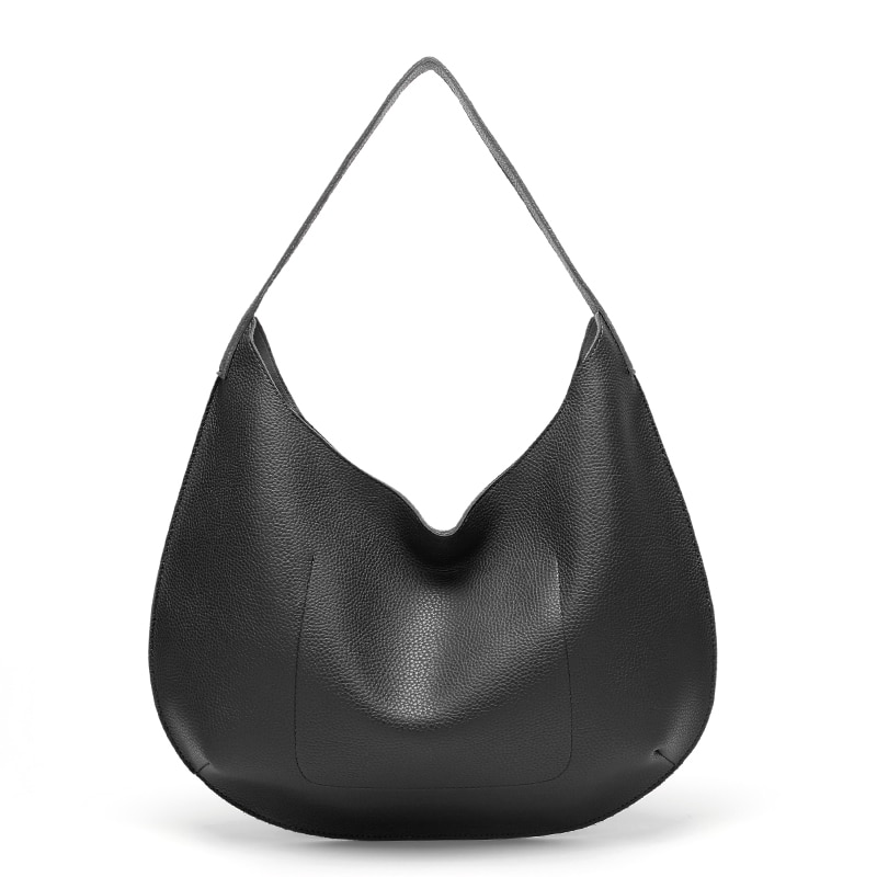 Veganistisch leren hobo tas, handgemaakt, geweven, casual dames handtas, grote capaciteit, patchwork rits, dames schoudertassen: Zwart