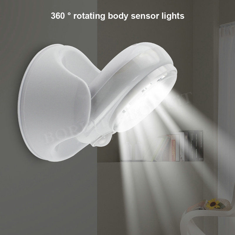 Infrarood Motion Activated Sensor Licht Lamp wc nachtlampje 360 Graden Rotatie Motion Wall Lampen Wit Veranda Buitenverlichting