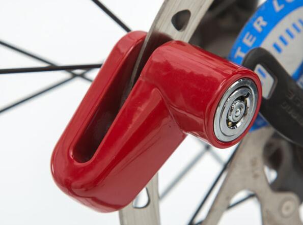 Tyverisikring motorcykel lås bærbart hjul sikkerhed tyveri beskyttelse lås til cykel cykel scooter motorcykel skivebremselås: Rød