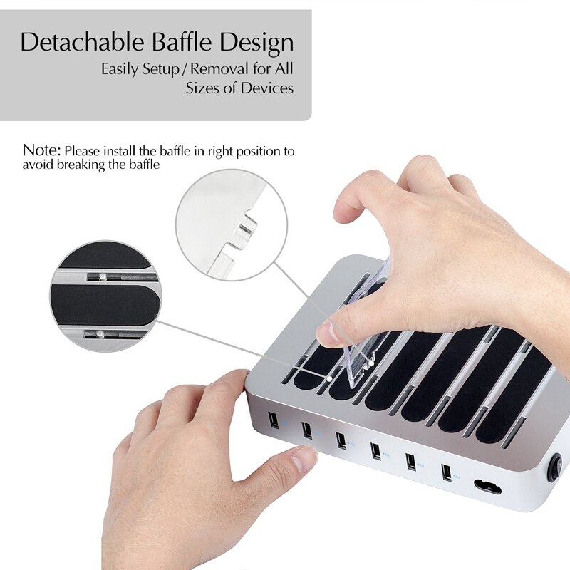 Multifunctioneel en duurzaam 6- poorts usb-desktoplaadstation geschikt voor kantoorgebruik (amerikaanse stekker)