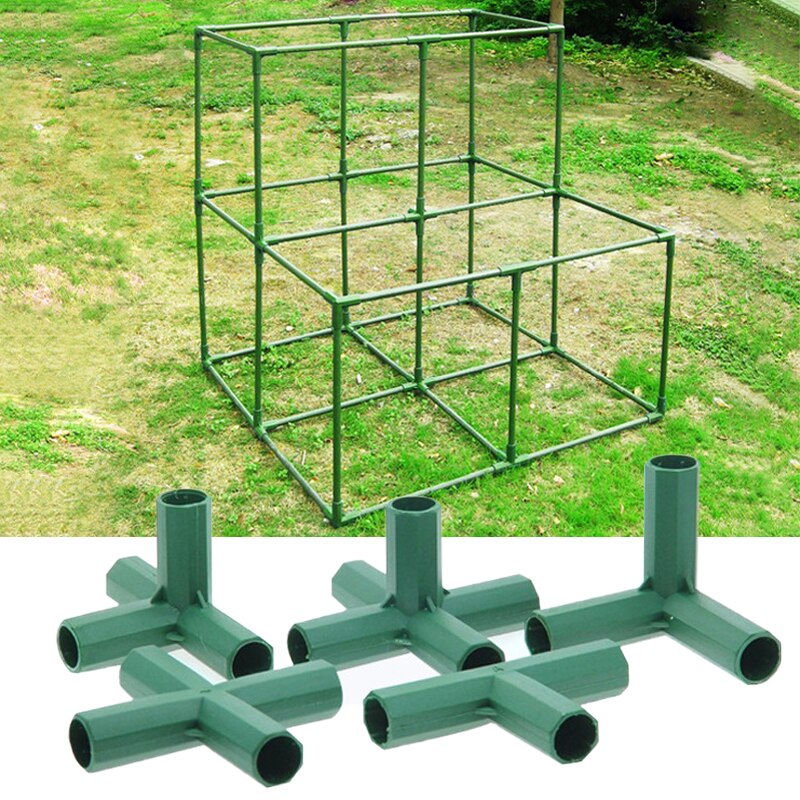 4pcs 16mm Corner Connector Fencing Pipe Joint Supports Garden Framework 3 4 5 Ways Cages Awning Pole Greenhouse Plant Stakes