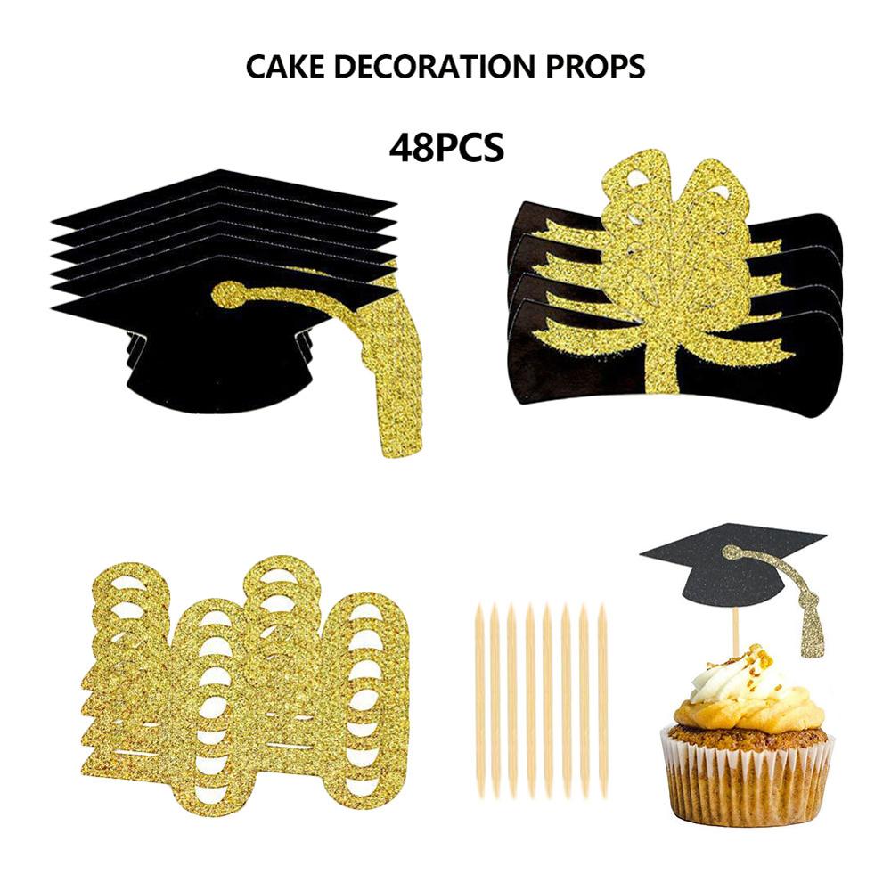 48 Uds. , , para cumpleaños, graduación, graduación, decoración de tartas, suministros para fiestas, cabina, accesorios para insertar tarjetas
