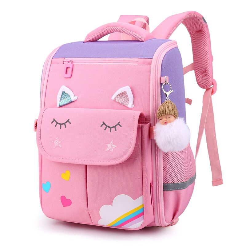 Children School Bag Girls Kids Satchel Primary school backpack princess Orthopedic Backpack schoolbag kids Mochila Infantil: purple pink